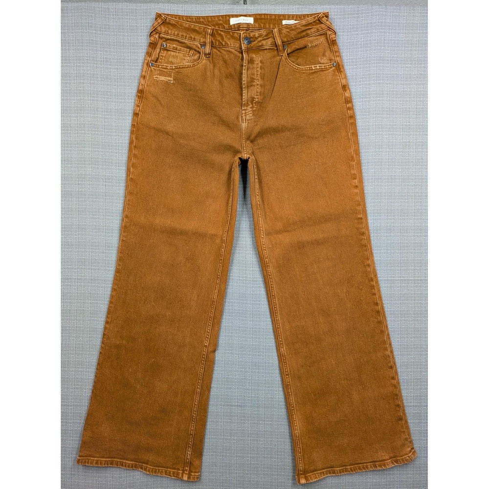 Cleo + Wolf Jeans Womens 30x32 Brown High Rise Loose Wide Leg Button Fly Stretch